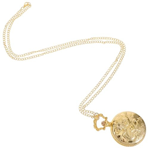 Gatuida Reloj de Bolsillo Retro Grande Tapa Diseño de Doce Signos Zodiacales Color Dorado Reloj de Metal para Hombre y Mujer para Personas Mayores Accesorio Decorativo Clásico