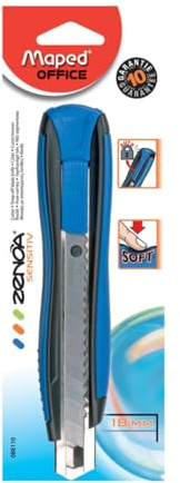 Maped - Cúter Profesional - Zenoa Sensitiv - Diestro - Azul y Negro - Bloqueo Automático - Corta Cuchillas Integrado - 18 mm