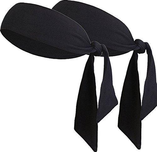 Sport-Stirnband für Frauen und Männer - Non-Slip-Stirnband Sweatband Head Krawatten Ideal zum Laufen, Ausarbeiten, Tennis, Karate, Volleyball & Performance Stretch & Moisture Wicking (2pcs Black)