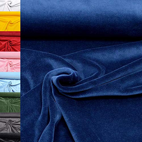 MAGAM-Stoffe Stella Nicki Stoff uni Oeko-Tex Meterware 50cm (25. Dunkelblau)