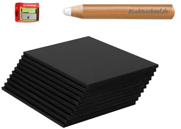 Spar-Set 10 x Kreidetafeln A7 + 1 Kreidestift XXL + Spitzer - ideal als Angebotstafel in der Gastronomie - Infotafel - beidseitig beschreibbar - Vorteilspack - beschreibbare Tischtafeln A7