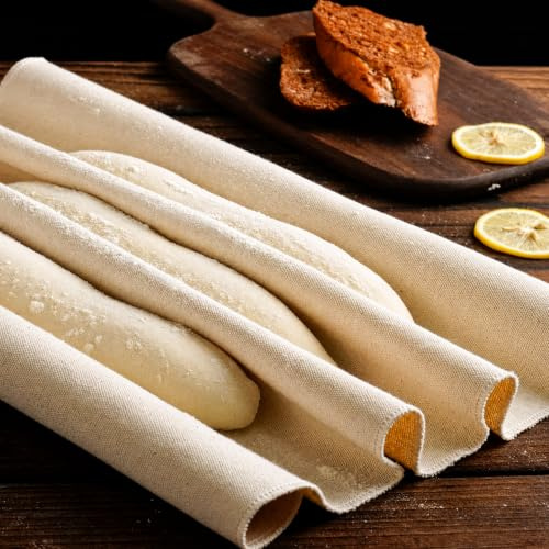 BUZIFU Large Bakers Cloth Professional Proofing Cloth Bakers Couche for Baguette Bread Loaf Dough Made of 100% Pure Cotton Bread Cloche (35.4 X 23.6 Inches)