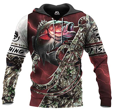 Hombres Mujeres Pesca Deportes Señuelos Estampados de Pesca Sudadera con Capucha de Manga Larga Única Pesca Reaper Sudadera Informal