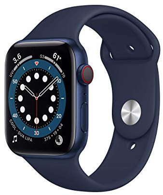 Apple Watch Series 6 (GPS + Cellulaire, 44MM) Boîtier en Aluminium Bleu avec Bracelet Sport Bleu Marine (Reconditionné)