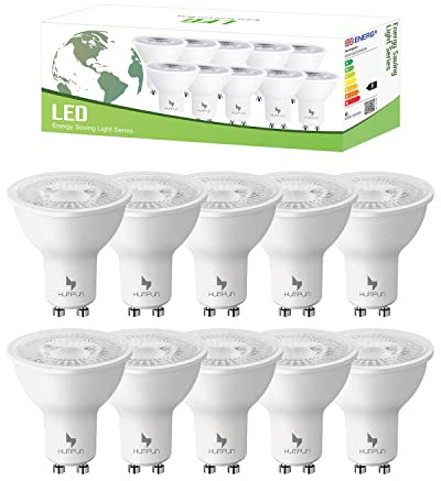 humpun GU10 LED Bulbs, Cool White 6000K GU10 Bulb 7W 350LM, 50W Halogen Equivalent, Non-dimmable Spot Light Bulb, 120° Beam Angle, AC 220-245V LED Bulbs, Pack of 10