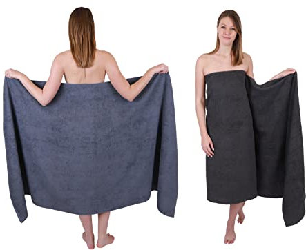 Betz 2 Stück Badetücher groß XXL Berlin Größe 100 x 200 cm Badetuch Saunatuch 100% Baumwolle Farbe dunkelgrau - Graphit
