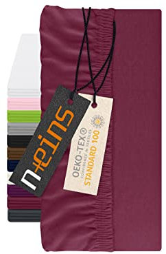 npluseins Spannbettlaken für Topper - Spannbetttuch aus 100% Baumwolle 1598.2327, ca. 90-100 x 200 cm, Bordeaux