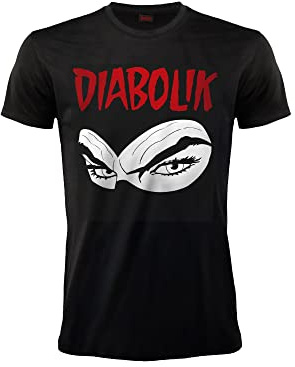 Sabor SRL T-Shirt Originale Diabolik, Maglietta a Maniche Corte con Stampa Diabolik con Maschera, con Ologramma di Autenticità, 100% Cotone, Colore Nero (S)