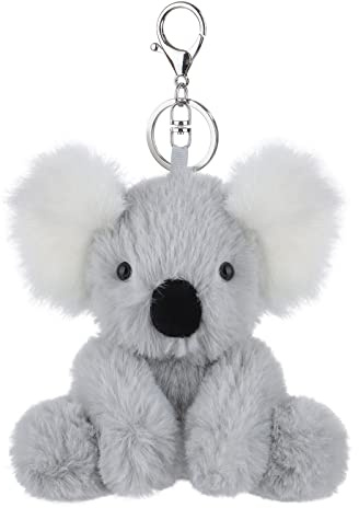 Apricot Lamb Porte-clés en peluche koala 12 cm, porte-bonheur, cadeaux pour petite amie ou ami, porte-clés de voiture, cadeau pour permis de conduire, femmes, filles, enfants, gris, 12cm