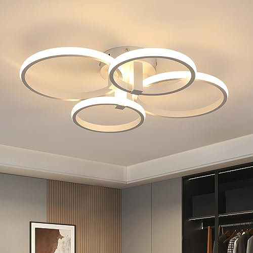 DELIPOP Plafonnier LED Moderne, 48W 5400LM Luminaire Plafonnier Rond, Acrylique Lampe de Plafond Blanc Chaud 3000K pour Salon, Chambre, Salle Manger, Cuisine