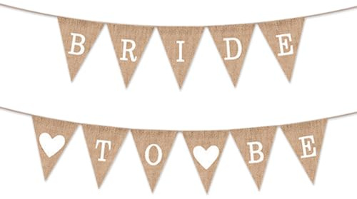Triangolari Bandierine di Iuta Bride to Be, Bandierine Ghirlanda di Bandierine Scritte Bride to Be Fututa Sposa Decorazioni, Gagliardetto di Tela Vintage per Matrimoni Cerimonia di Nozze