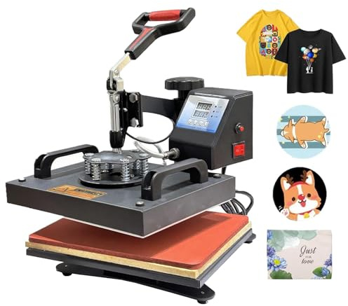 30x25cm 12“x10” Sublimation Heat Press Machine, Transfer Press T-Shirt Textile Printing Machine, 360 Swing Away