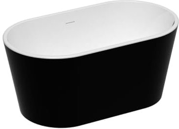 Vente-unique-Bañera exenta ovalada - 180L - 130 x 71 x 58 cm - Negra - Acrílica - APOGON