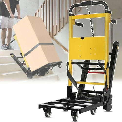 MAYFABD Electric Stair Climbing Hand Trucks Dolly Cart 440lbs Load Heavy Duty Folding Stair Climber Moving Cart with Motor Battery Factory Building Material Handling Trolley Crawler
