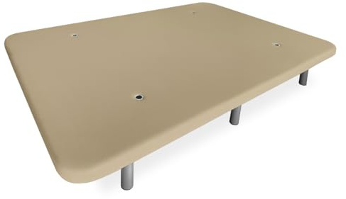 Homey - Base Tapizada 3D Extra Reforzada, Resistente y Robusta, con Barras de Refuerzo y 6 Patas metálicas roscadas de 25cm, 90x190, Beige