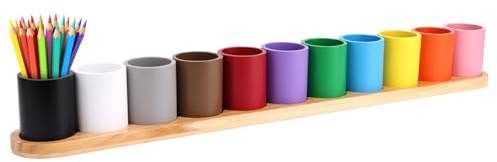 Diegimr Buntstifthalter aus Holz, Buntstifthalter aus Holz für Den Schreibtisch mit 11 Beweglichen Fächern Stiftebecherhalter für Kinderschreibtisch Büro Zuhause Schulbedarf