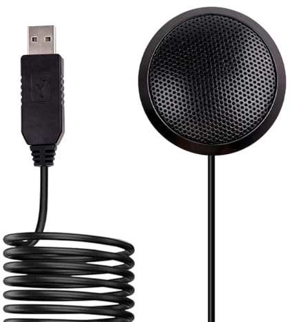 MIMISOLA Microfono USB per PC, Microfono PC, 360° per Portatile, Plug and Play, per Riunioni, Lezioni Online, Zoom, Giochi, Plug & Play Compatibile con Computer e Smartphone(Cavo da 3 m)