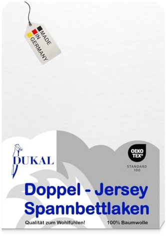 Dukal | Spannbettlaken für Split Topper | max. Höhe 10 cm | 180x200 – 200x200 cm | aus hochwertigem DOPPEL-Jersey | 100% Baumwolle | Farbe: Weiss