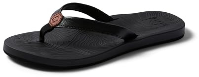 Reef Zen Love Womens Flip Flop, Soft Cushion Footbed, Black/Black, 7