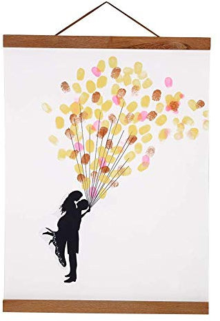 Suspensión de madera natural del cartel de DIY, Marco de Fotos magnética moderna para Exhibir Pintura Cartel Cuadro Decoración, decoración casera de la tela(21cm)