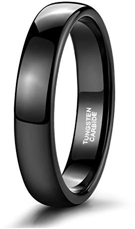 Zakk Ringe Damen Herren Schwarz Wolfram Schmal Schlicht Poliert Ring Verlobungsringe Eheringe Partnerringe 2mm 4mm 6mm 8mm (4mm, 63 (20.1))