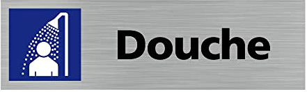 Signalétique.biz France - Plaque de porte DOUCHE (Q0258) - 170 X 50 mm - Plaque aluminium brossé de 2mm