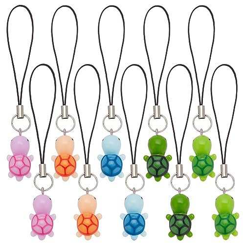 DELORIGIN 10 Stück Handygurte In Schildkrötenform 5 Farben Harz Schildkröte Telefonanhänger Tier Schlüsselanhänger Dekorative Hängeanhänger Für Frauen Geldbörse Schlüsselanhänger Anhänger Handyhüllen