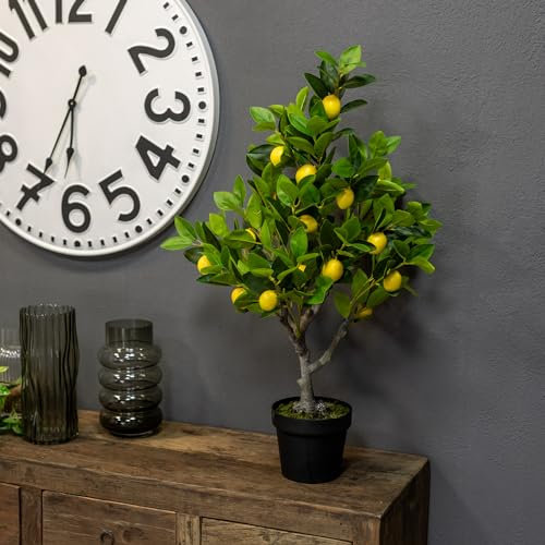 künstlicher Zitronenbaum 90cm Kunstpflanze Baum Zitrone Lemon Kunstbaum Hochstamm