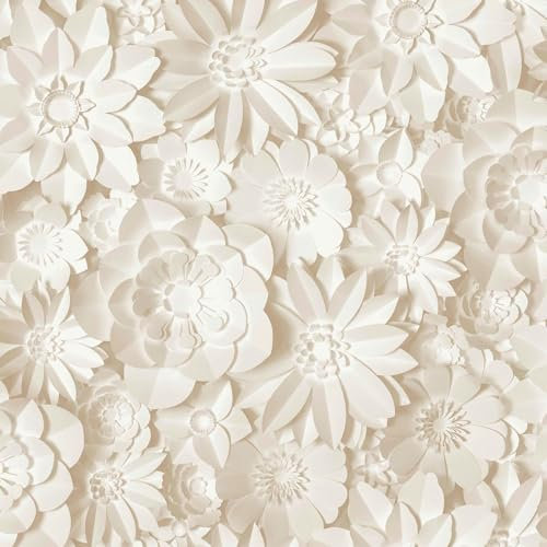 Fine Decor Dimensions Floral 3D Effect Design Decorative Wallcovering for Feature Walls, Living Rooms, Nursery, Kids Bedrooms Wallpaper Natural Tones (FD43604)