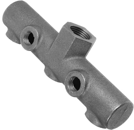 Yardenfun Pièce De Rechange Compresseur D’air Support Croix 6 Voies Fonte Filetage 1/2 Mâle/femelle Installation Facile Usage Polyvalent Pour Compresseurs à Courroie