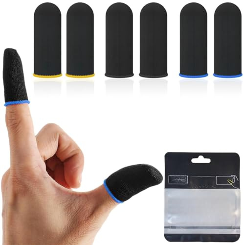 SIOPPKIK 6 Pièces Mobile Game Sleeve Finger, Contrôleurs de Manchons de Jeu Mobiles, Anti-Transpiration Respirant Finger Manches Écran Tactile