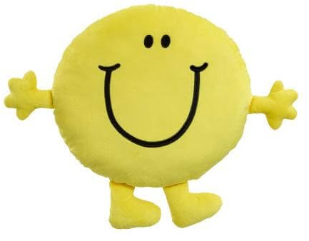 Rainbow Designs Mr Happy Cojín Grande – Cojines clásicos de Personajes de Mr. Men – Cojín Decorativo Colorido súper Suave para dormitorios Infantiles, Salas de Estar y Sala de Juegos