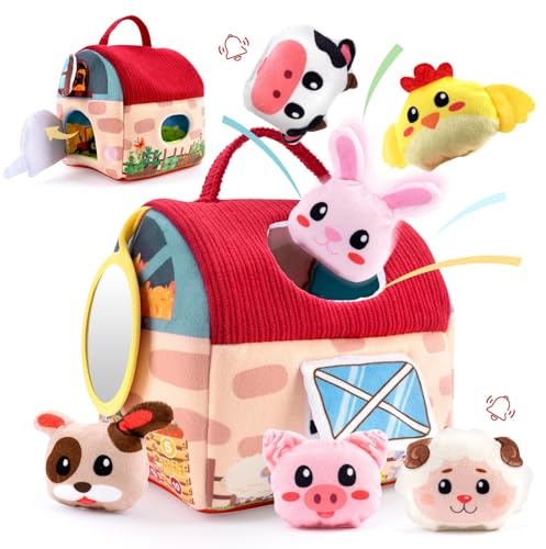 Jouets pour Bébés de 6 À 12 Mois, Ruche Amusante avec 5 Abeilles Sensorielles en Peluche, Hochet, Miroir Froissé, Jouets Montessori pour Bébés, Cadeaux d'anniversaire Et de Noël B