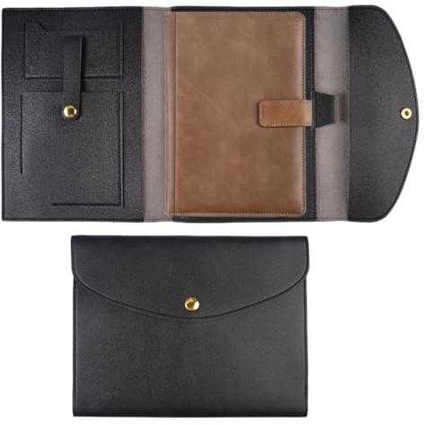 Couverture de Carnet de Notes en Cuir A5, Noir Imperméable Housse Livre A5 | Livres de Poche Enveloppes de Cahier, Réutilisable Protege Couverture de Livre, Book Cover pour Voyage, Bureau, École
