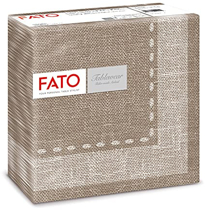 FATO - Servilletas de Papel Secas, Airlaid, Efecto Textil, Paquete de 50 Servilletas, Tamaño 40x40 dobladas en 4, Decoración Café Cachemir