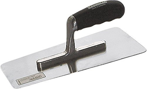 HAROMAC Venizianer Kelle mit abgerundeten Blechkanten Made in Germany, 240x100x 80mm|Mauerekelle, Glättekelle,Rostfrei, Edelstahl, Holzgriff