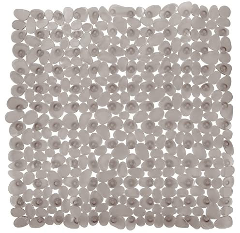 WENKO Duscheinlage Mod. Paradise rutschfeste Antirutschmatte für Dusche & Badewanne mit Saugnäpfen rutschstopp Struktur für Sicherheit kinderfreundliche Duschwanneneinlage 54 x 54 cm Kunststoff Taupe