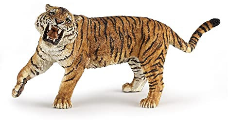 Papo - Tigre rugiente - Figurita de animal salvaje - Pintada a mano - Idea de regalo para niños de 3 años - Juguete educativo realista - Colección selva y depredadores - Duradera y con detalles únicos