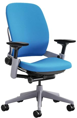 Steelcase Leap Office Chair - Ergonomic Work Chair with Wheels for Hard Flooring - Supports Unique Body Shape - with Natural Glide System & Liveback Technology - Blue Jay Fabric