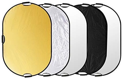 Selens 5 in 1 120x180cm Light Reflector Photography Diffuser Collapsible Portable with Handle Lighting Gold/Silver/White/Black/Translucent for Photo Studio Portrait Product Indoor Outdoor Shooting