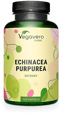 Equinácea Vegavero | Extracto 2900 mg | 4% Polifenoles | Vegano & Sin Aditivos | Sistema Inmunitario + Resfriado + Vías respiratorias | 120 Cápsulas