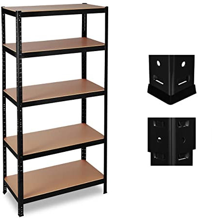 Relaxdays Schwerlastregal, Traglast 1325 kg, 5 Ebenen, zum Stecken, Keller, Garage, 180x90x45 cm, Stahl, MDF, schwarz