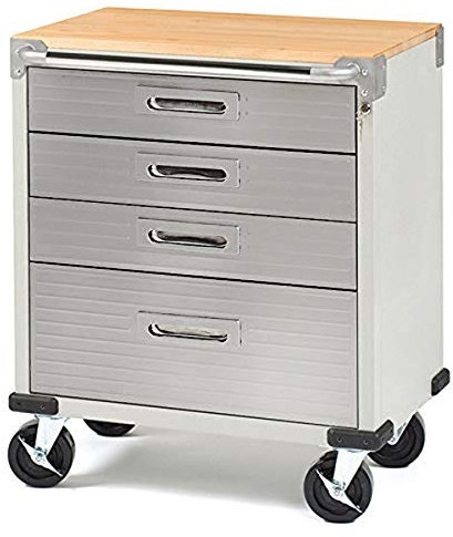 Seville Classics Werkstattwagen mit 4 Schubladen, 71.1 x 50.8 x 87.6 cm (LxBxH), grau