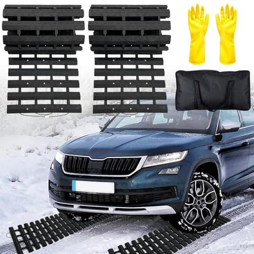 EVTIME Emergency Devices 2 pcs Tire Traction Mats 39.3 (L) x 10.8 (W), Portable for Snow, Ice, Mud, and Sand Used to Car, Truck, Van or Fleet Vehicle Off Road Winter Accessories (2PCS* 39in)