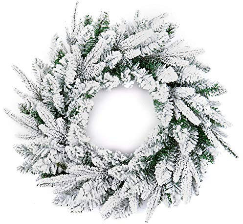 SHATCHI 55cm Christmas Wreath Lapland Fir for Fireplaces Home Wall Door Stair Snow Flock Artificial Xmas Tree Garden Yard Decorations