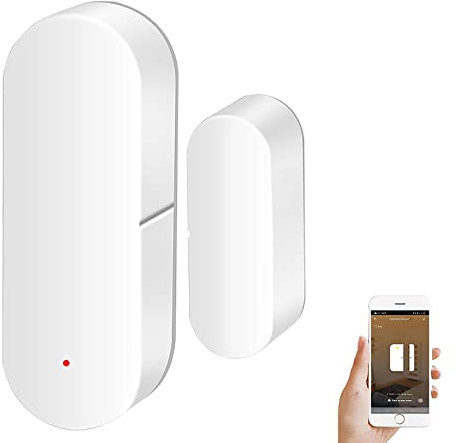 Sensor de Ventana de Puerta: Sensor de Puerta Inteligente Tuya Gratuita Alertas en Tiempo Real, Detector Contacto inalámbrico WiFi para la Seguridad del hogar y, para Alexa Google Assistant (1 Unidad)