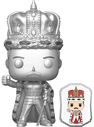 Queen 184 – Freddie Mercury Platinum Metallic Pop! Vinyl-Figur mit Enamel Pin