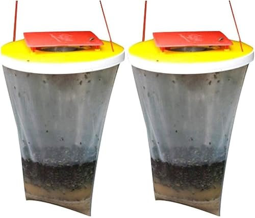 Piège à Mouches 2psc Moucherolle en Plein air Les pièges à Mouches Suspendus attirent la Ponte des Mouches Femelles Insecte Insecte Jusqu’à 20000 Tue Produit jetable avec Recharge