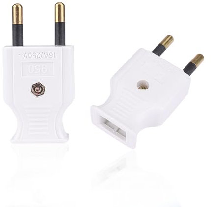 VIEVRE Schuko Stecker Flach,2 Stück Stecker(220V, 16A),Eurostecker Flach,Euro Stecker,Schukostecker,Stromstecker,Euro Stecker Flach,Eurostecker Stecker,Weiß