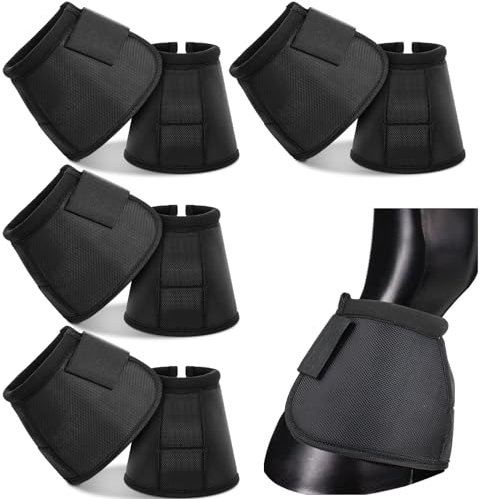 Hosuly 8 Stück Hufglocken für Pferde, schwarze Hufglocken, die Verletzungen durch Übergreifen verhindern, einfach anzuziehen und zu pflegen, leicht und langlebig, professionelle
